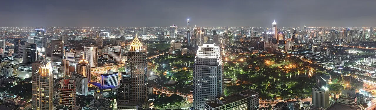 Bangkok skyline illuminated at night