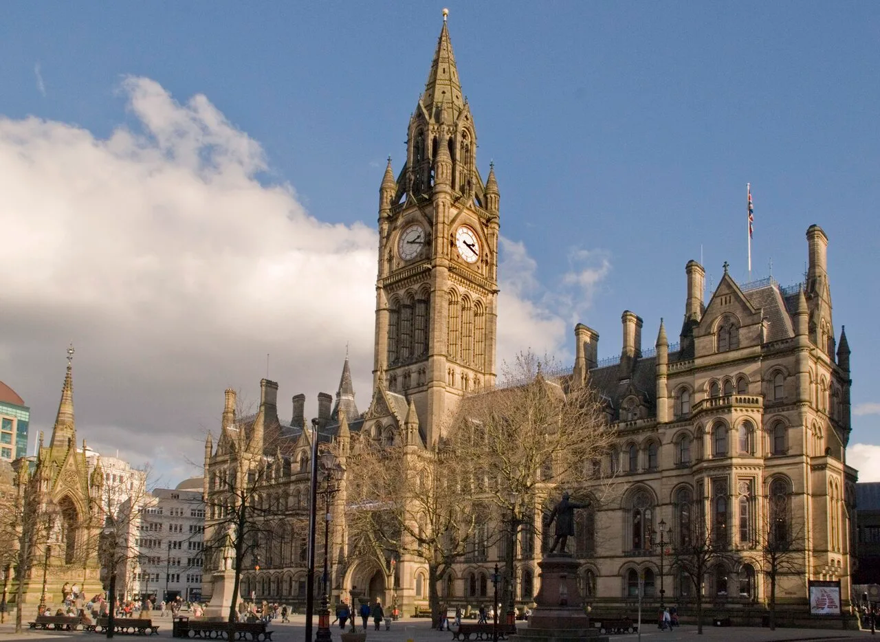Manchester Town Hall clock tower from Lloyd Street