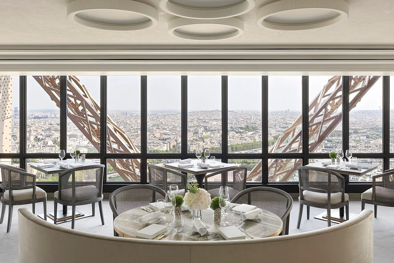 Le Jules Verne dining room on the Eiffel Tower, Paris