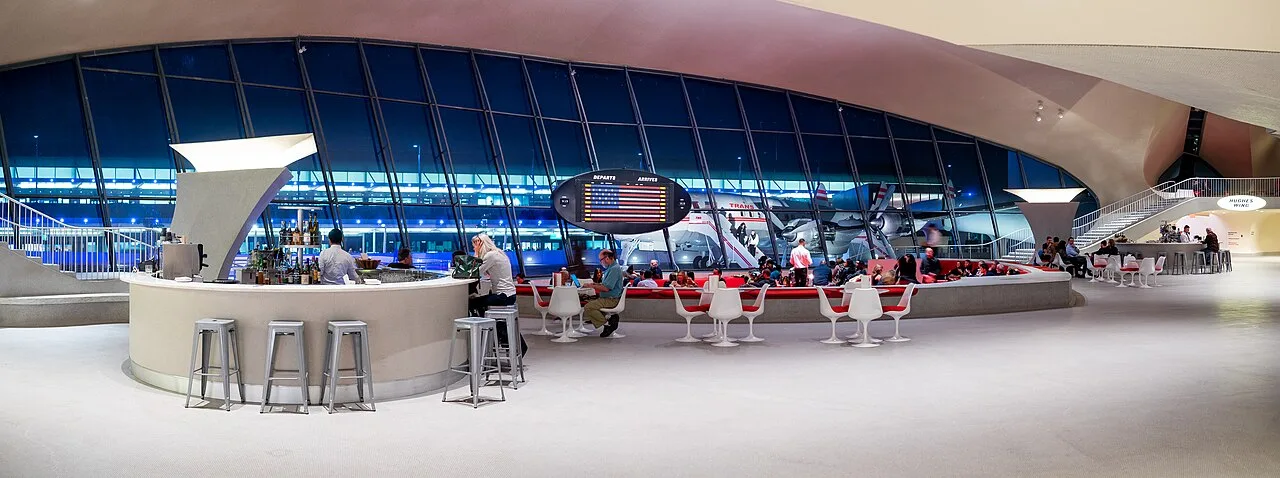 The restored 1962 TWA Flight Center at the TWA Hotel, JFK