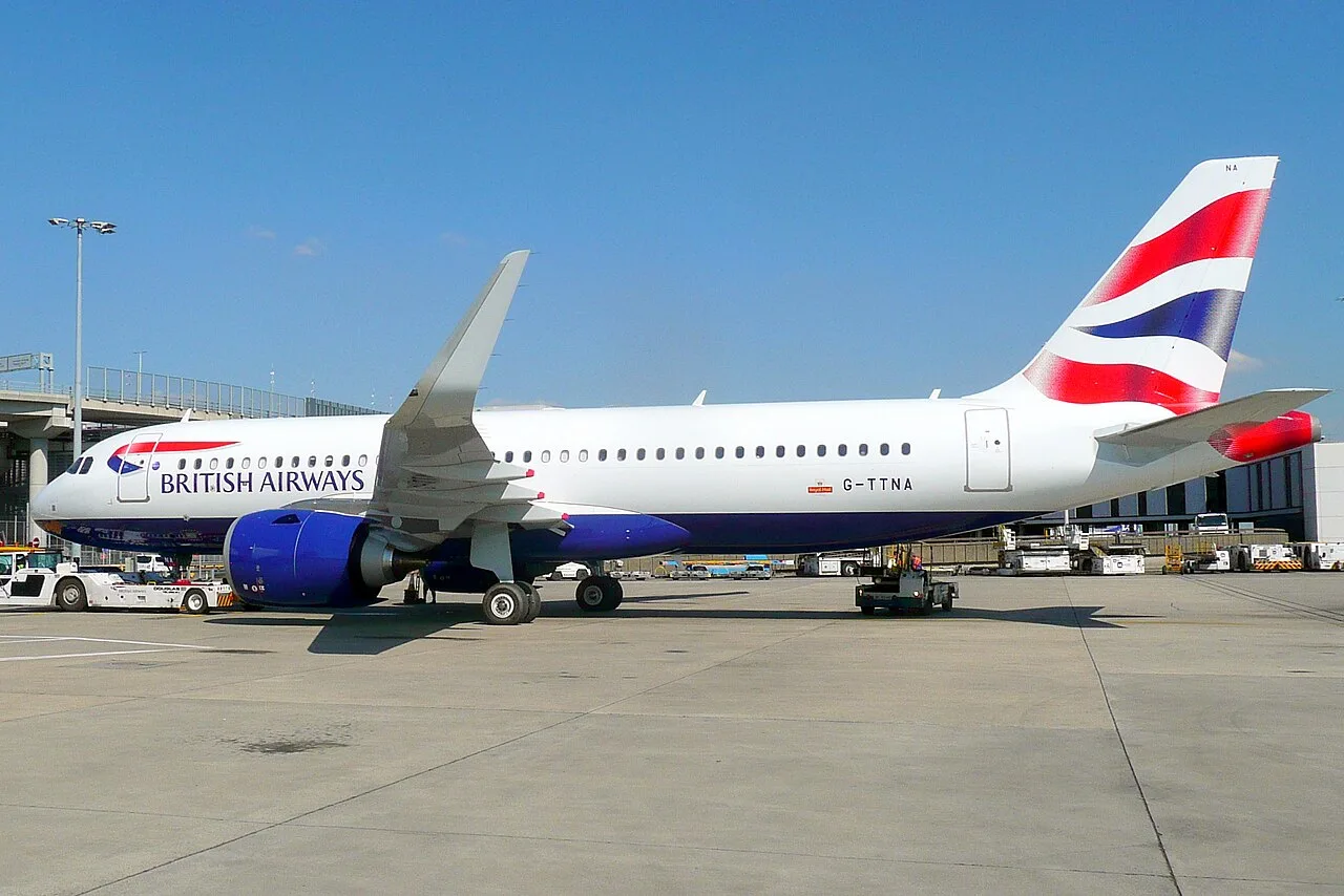 British Airways Airbus A320neo at London Heathrow — the airline at the centre of the Avios loyalty programme.